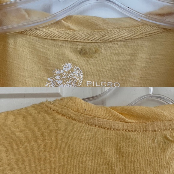 💟 Anthropologie Pilcro “Silver Lake Farmer’s Market” Yellow Graphic Tee Size XS - Picture 14 of 15